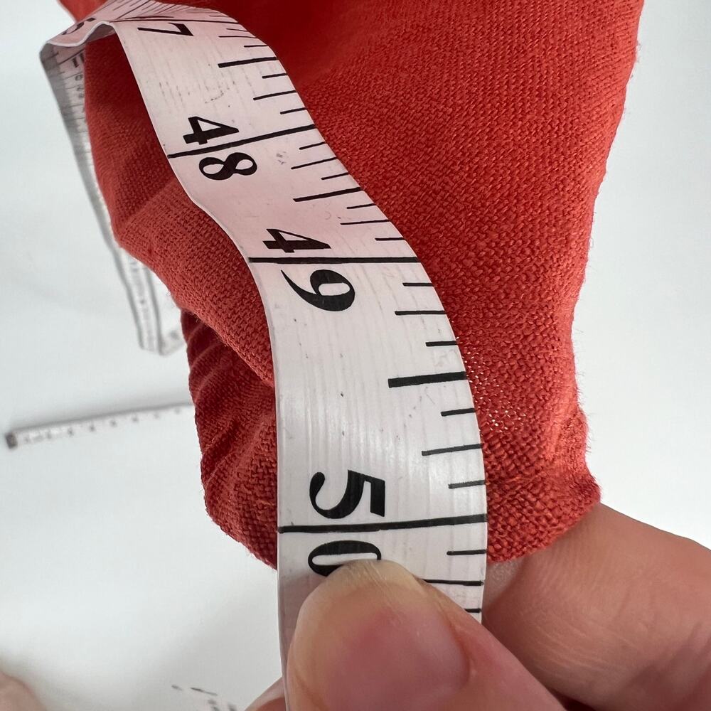 Linen Handmade Studio A Line Sicily Dress Womens 16 Red Clay V Neck Midi READ - Picture 10 of 11